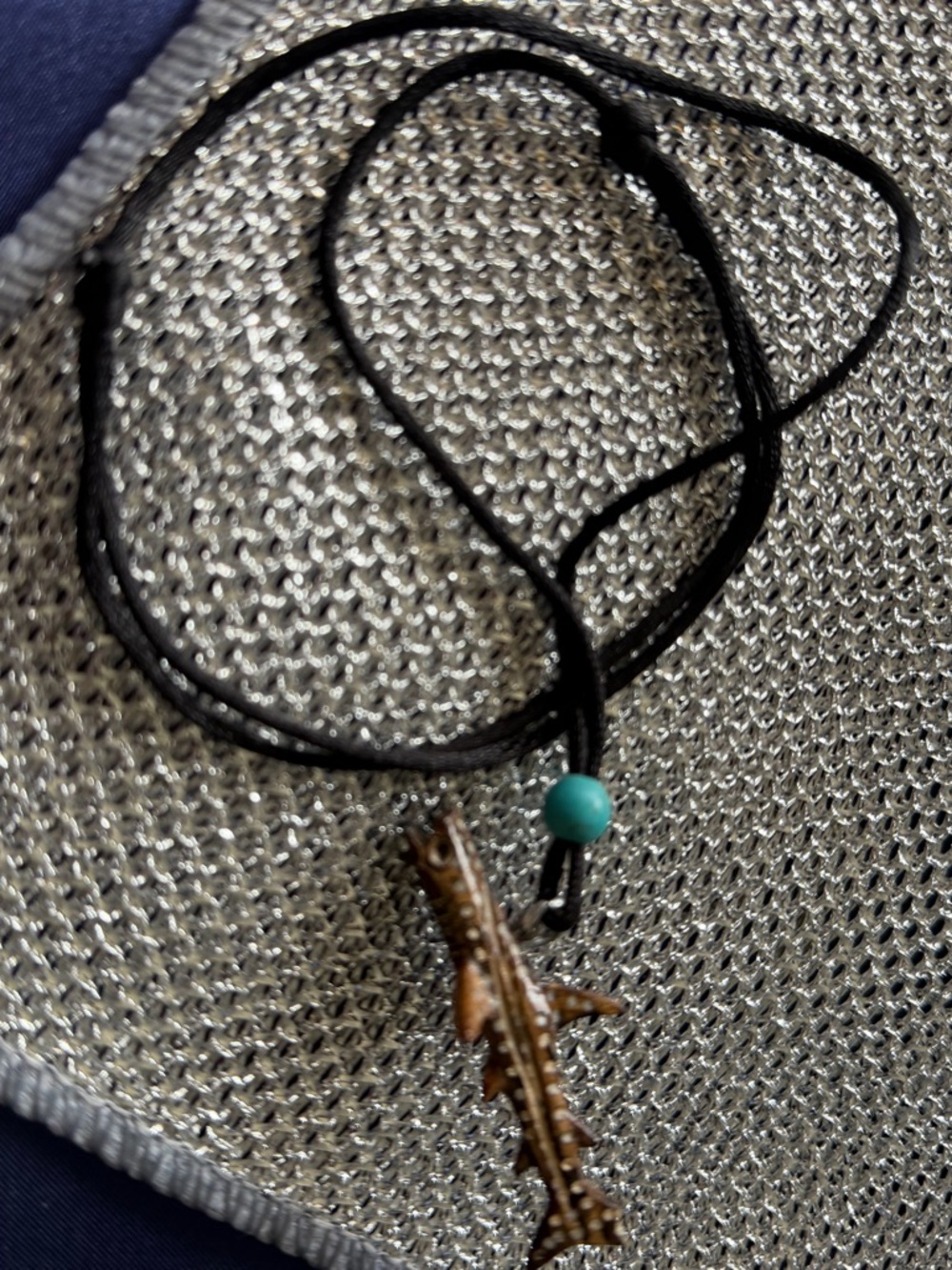 Shark Tooth Pendant Necklace with Turquoise Bead